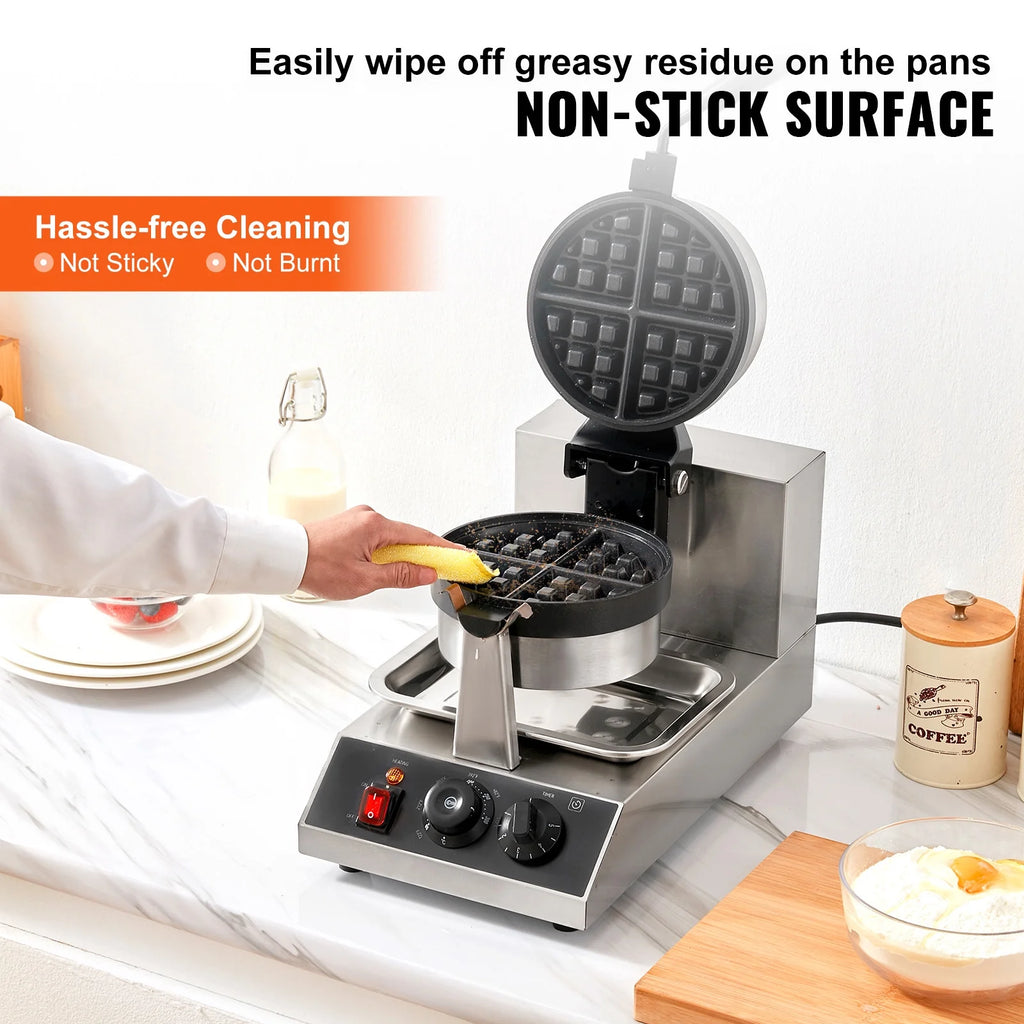 Round Waffle Maker 1300W Non-Stick Waffle Iron B59334