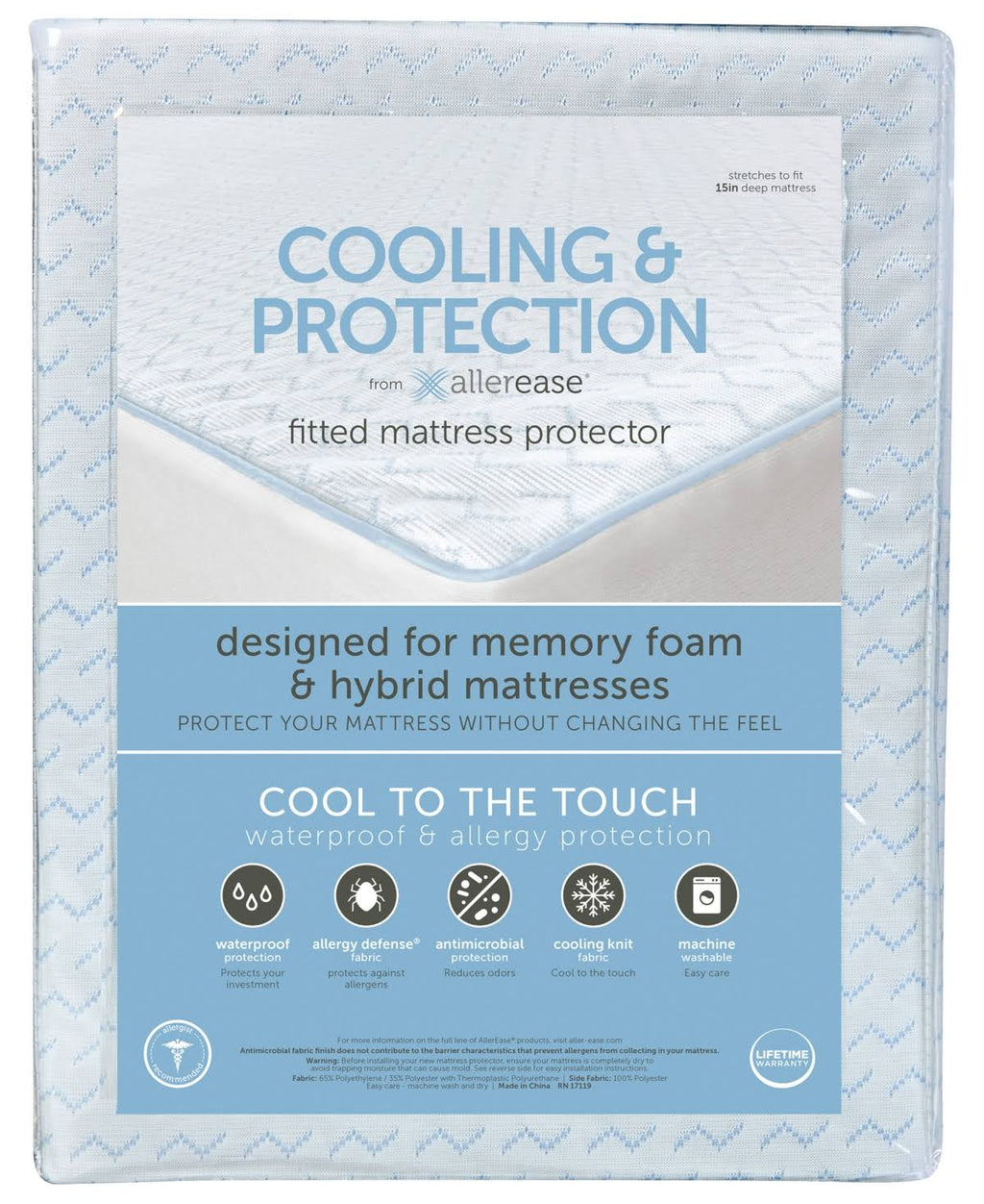 White Cal King Cooling Allergen Barrier Mattress Protector R2603