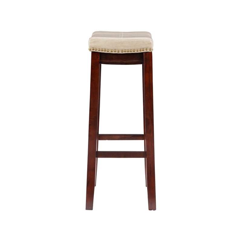 Beige Wood Faux Leather Bar Stool E44845