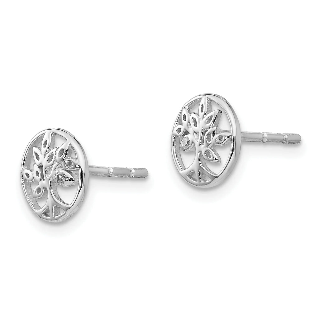 Sterling Silver Diamond Tree Post Earrings F995