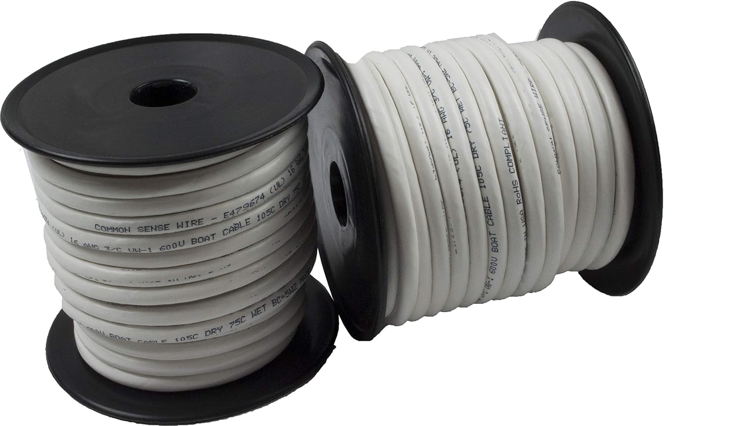 10/3 AWG Triplex Round AC Marine Wire - Tinned Copper Boat Cable - 500 Feet - Black/White/Green I214