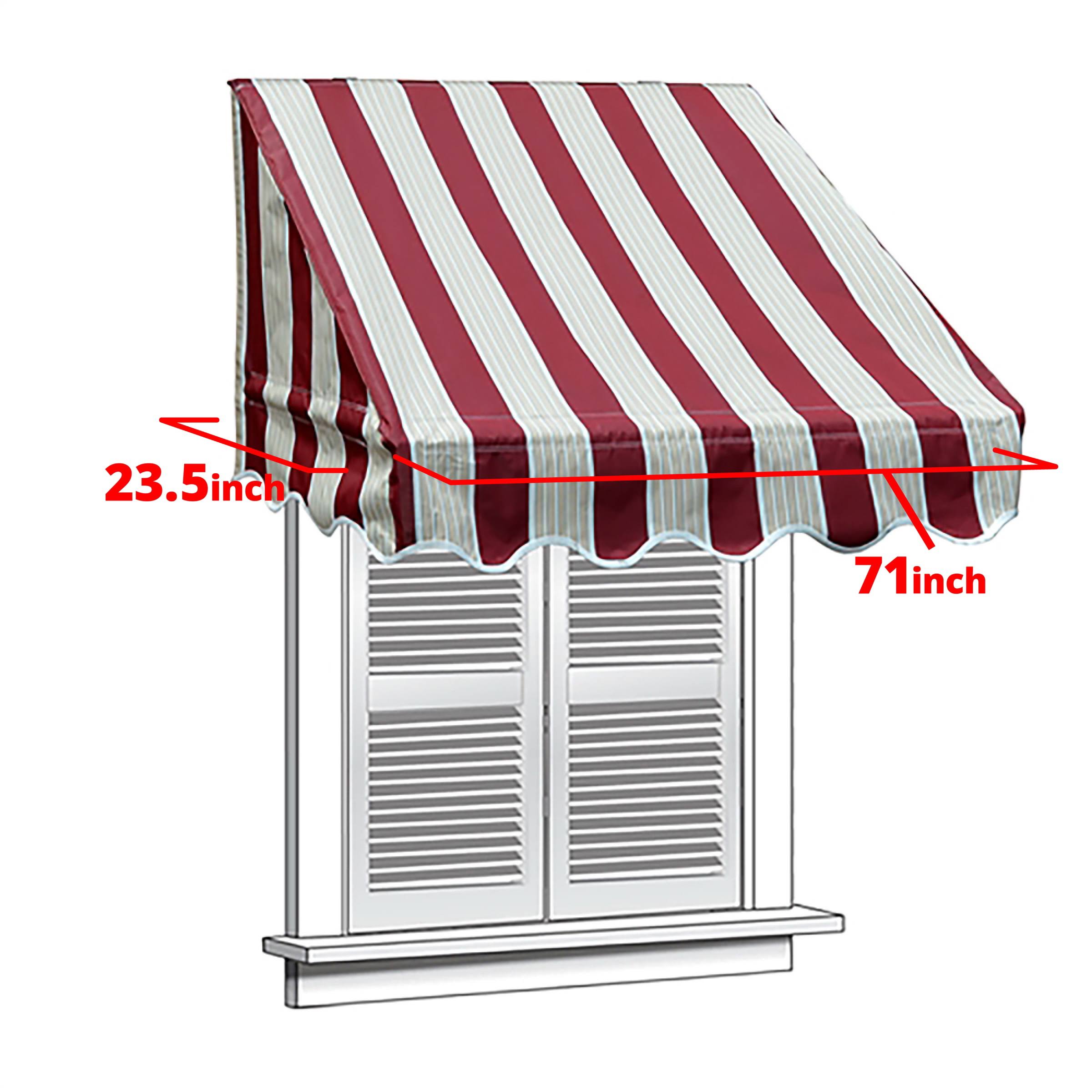 6 x 2 Window Awning Door Canopy Multistripe Red U357