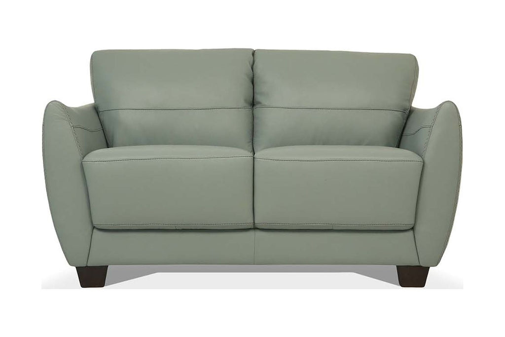 Pale Green Leather Love Seat X553038