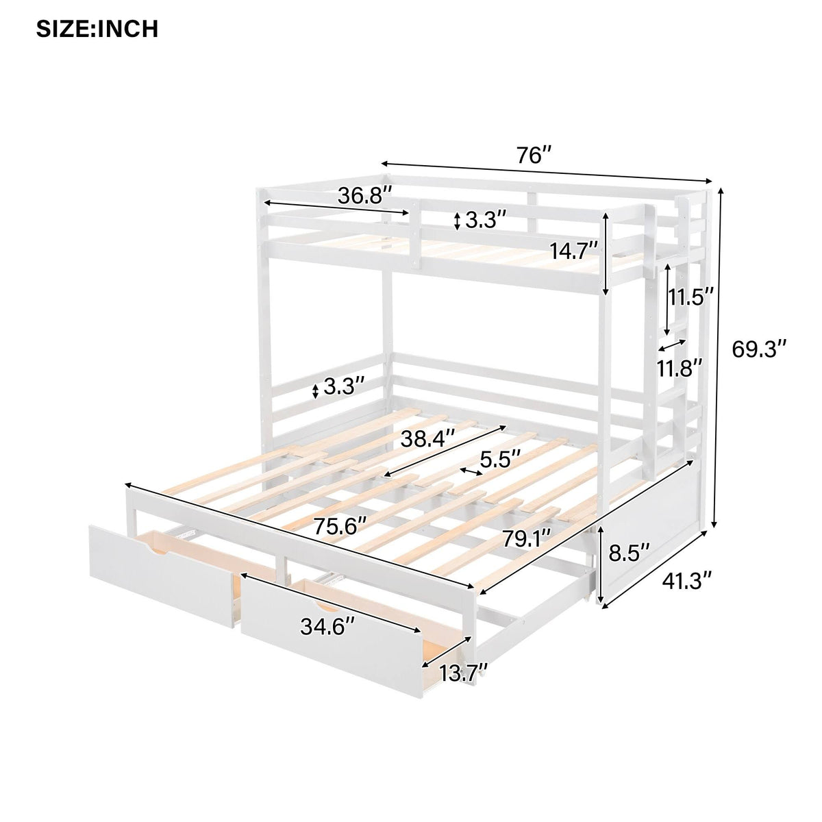 White Convertible Bunk Bed Z462854