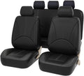 Black Full Set Faux Leather Car Seat Covers L425707