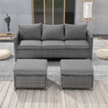 3-Piece Patio Sofa Set Rattan Outdoor Furniture Gray I301003