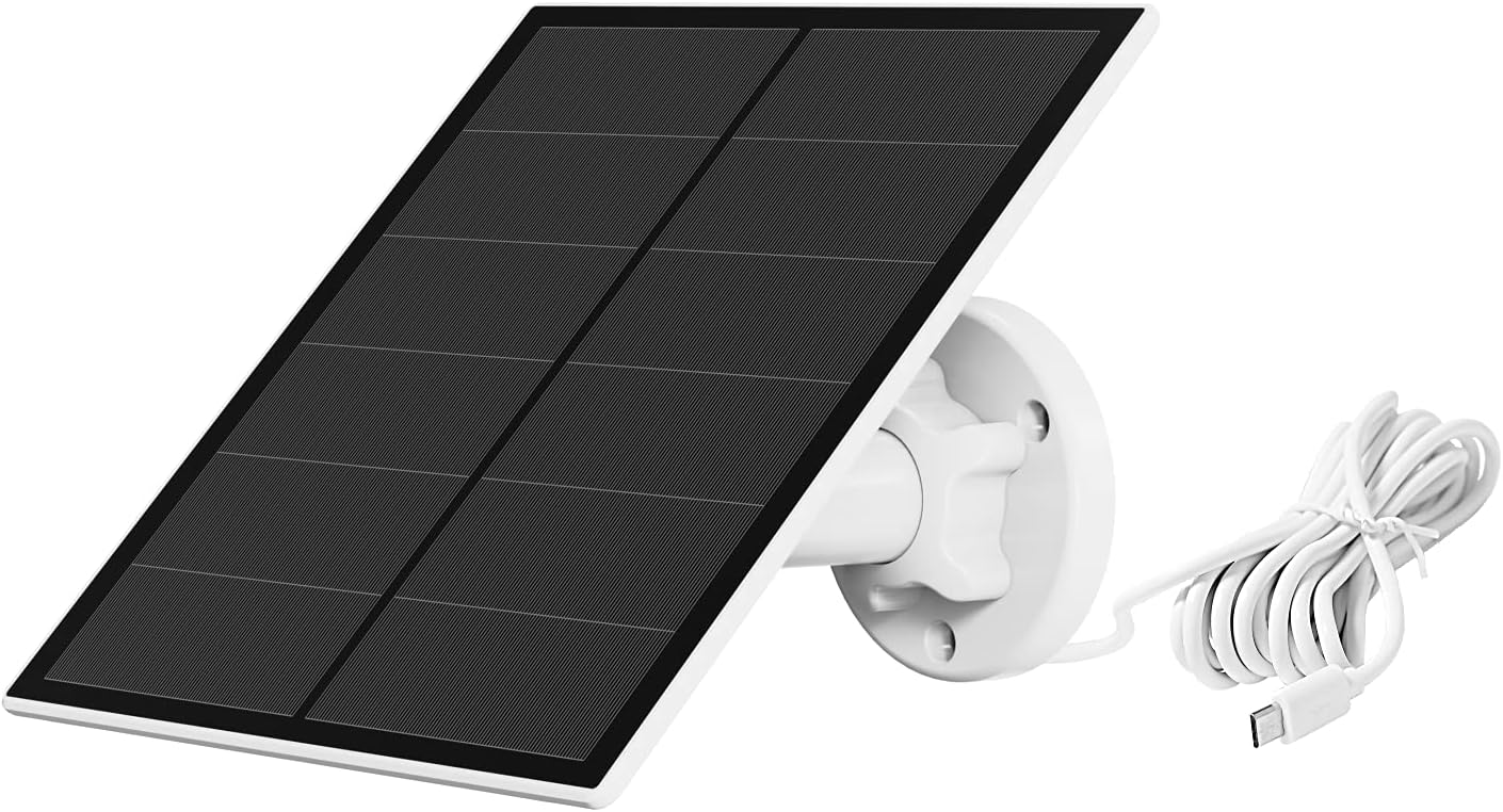 Solar Panel for Rechargeable Battery Security Camera, IP65 Waterproof, Micro USB, 360° Adjustable Wall Mounting Bracket I82488