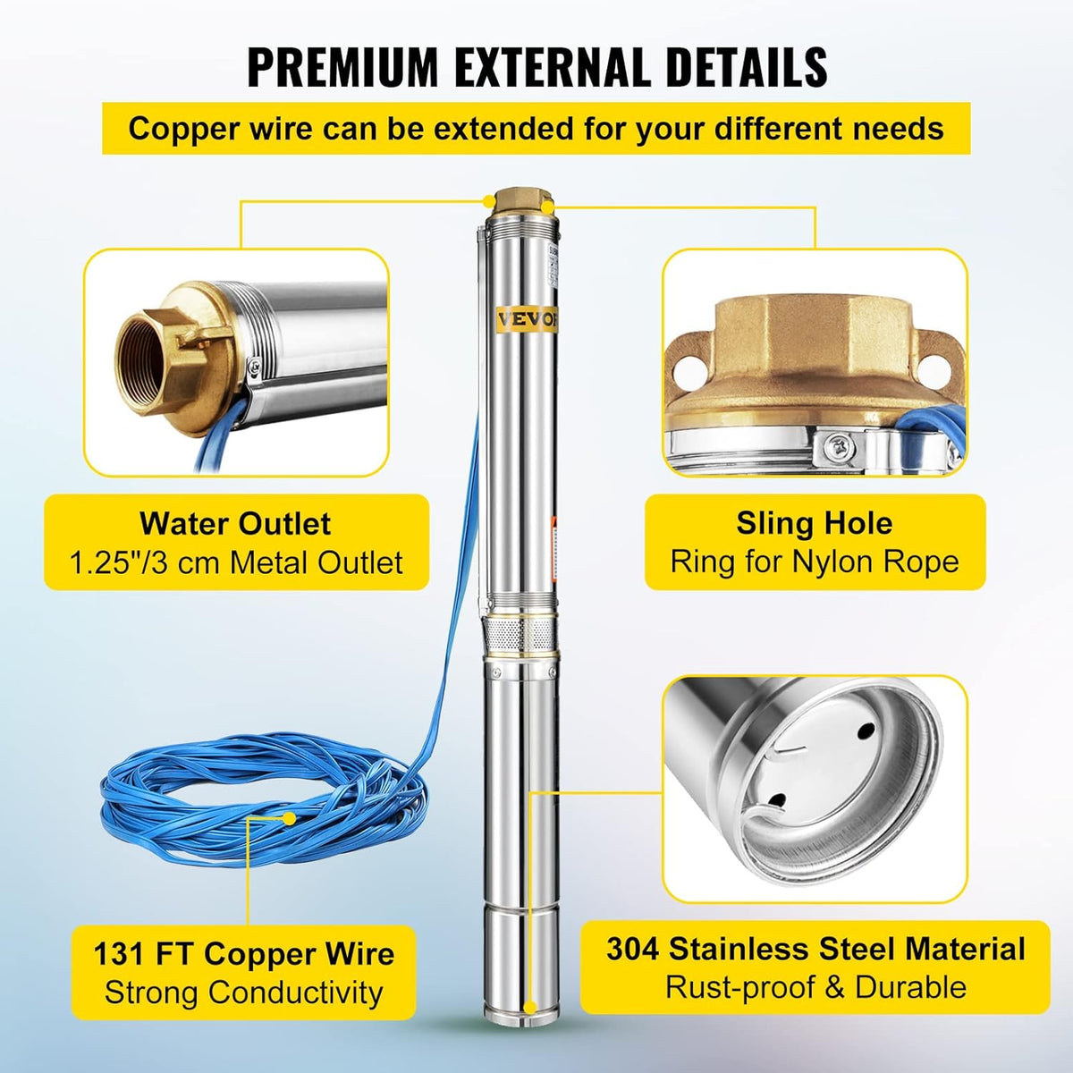 1.5 HP 220V Stainless Steel Submersible Well Pump X523