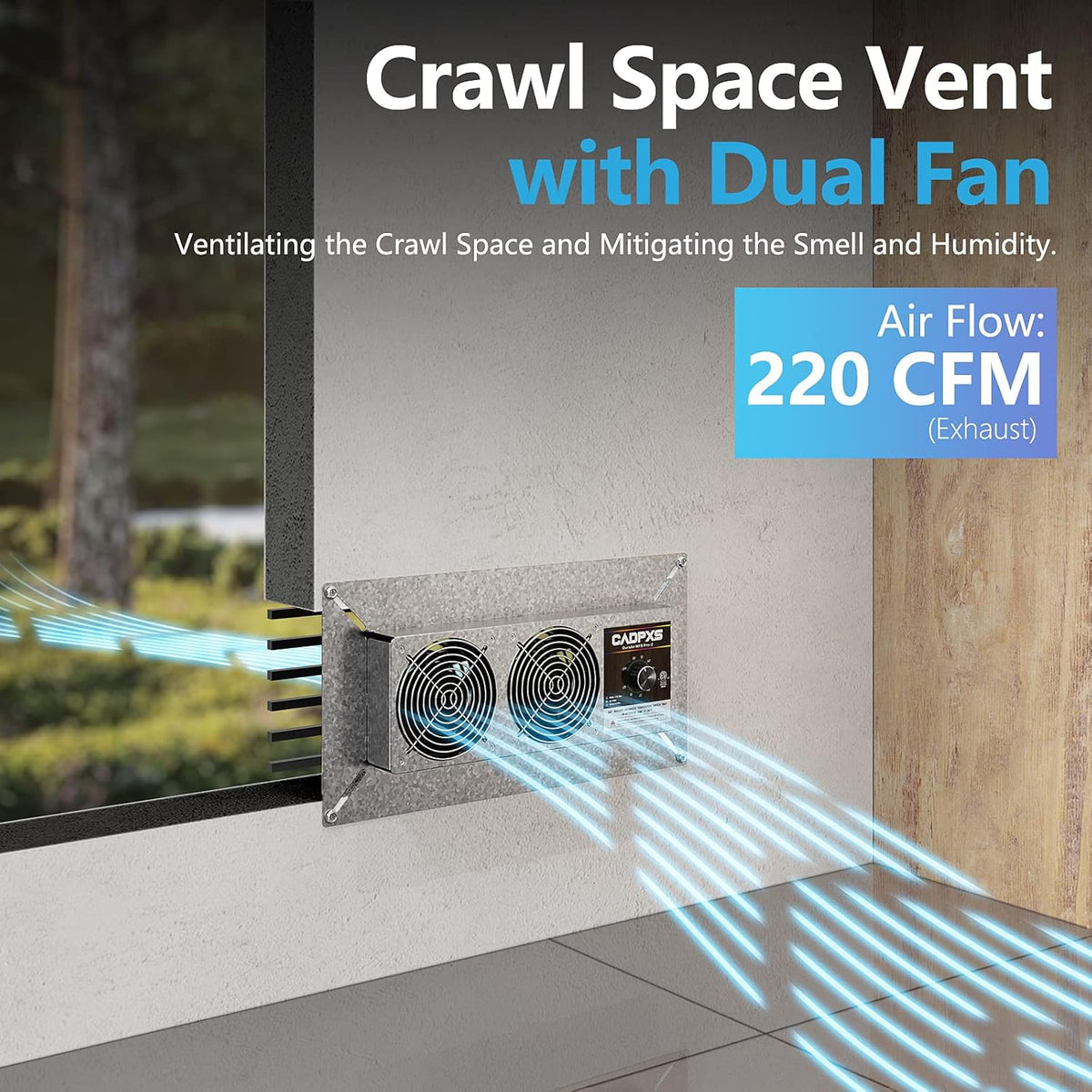 Crawlspace Ventilator Fan, Dual Fans, 220 CFM T726304