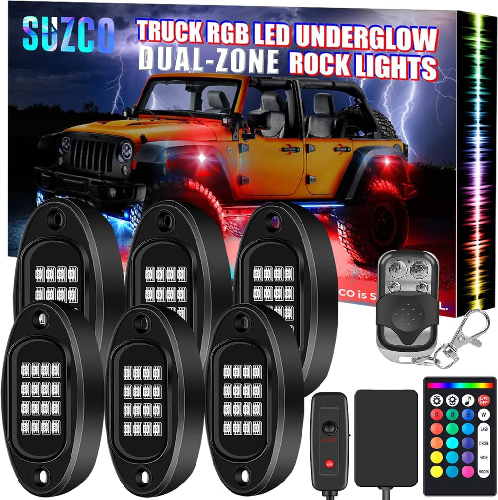 6-Pack LED RGB Neon Underglow Pod Rock Lights Kit, 96LEDs, Waterproof 12V Y5760