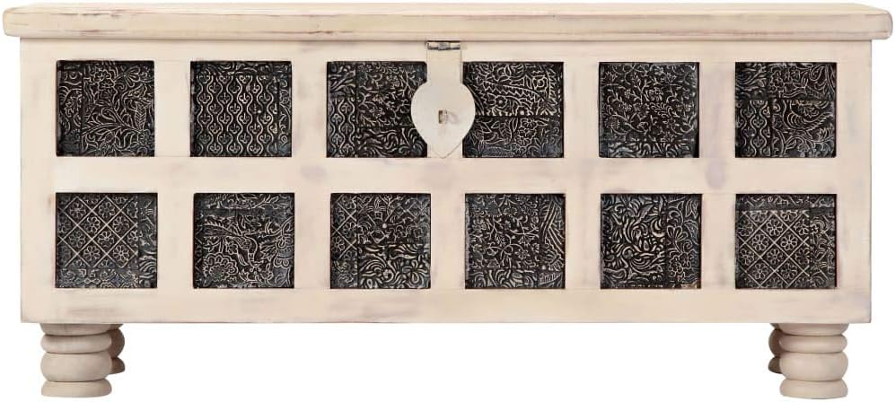 White Solid Acacia Wood Storage Box L11628