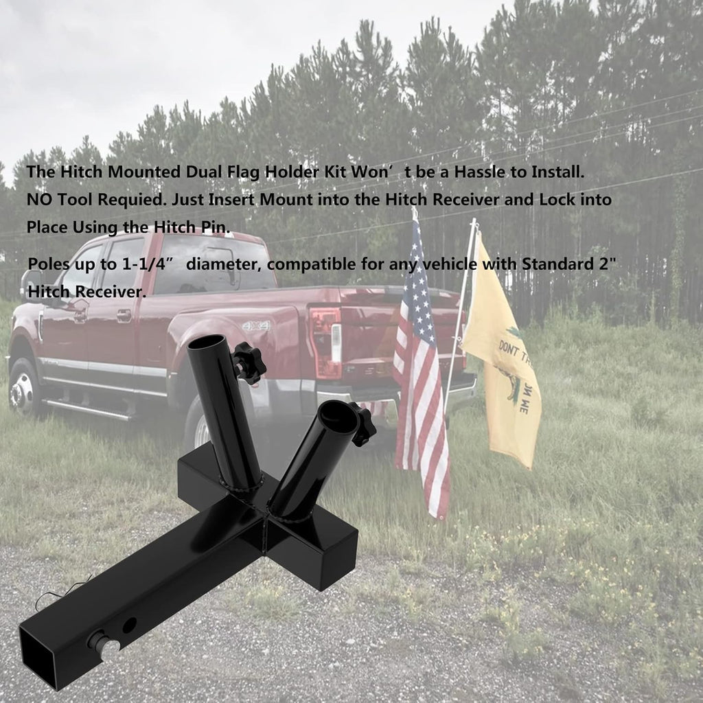 Dual Flag Pole Holder for SUV, RV, Pickup, Truck, Camper, Trailer C59882