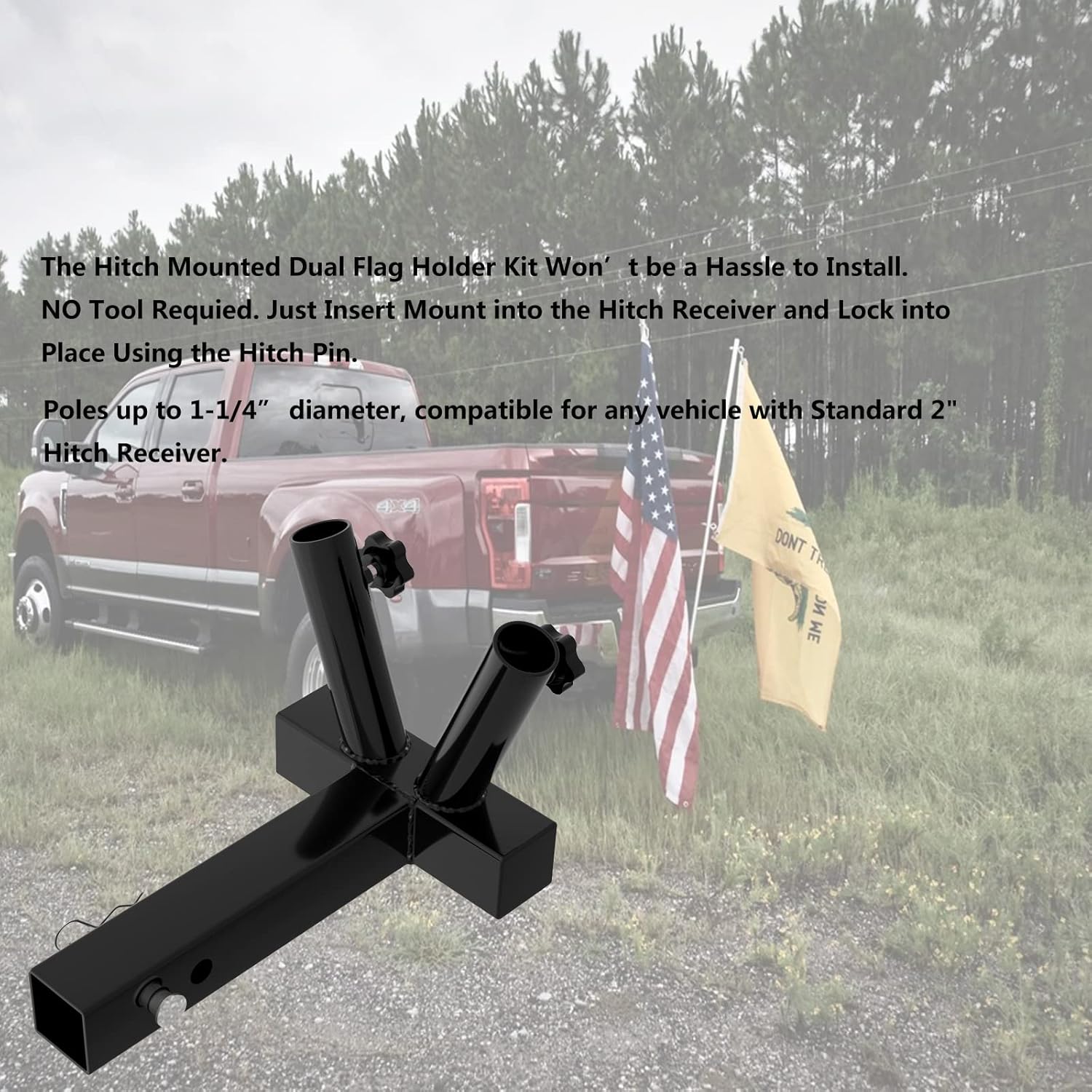 Dual Flag Pole Holder for SUV, RV, Pickup, Truck, Camper, Trailer C59882