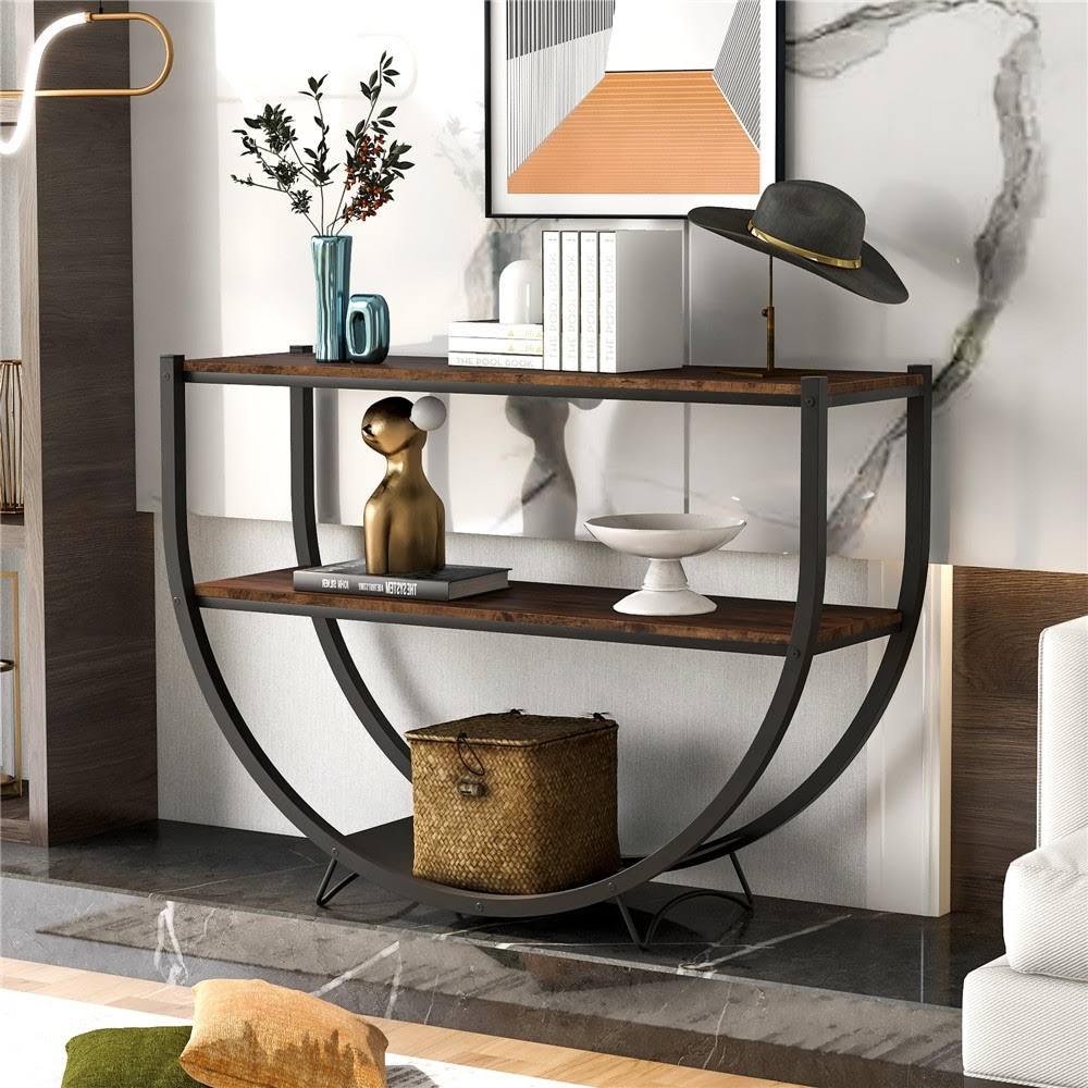 Black Distressed Wood Console Table L485
