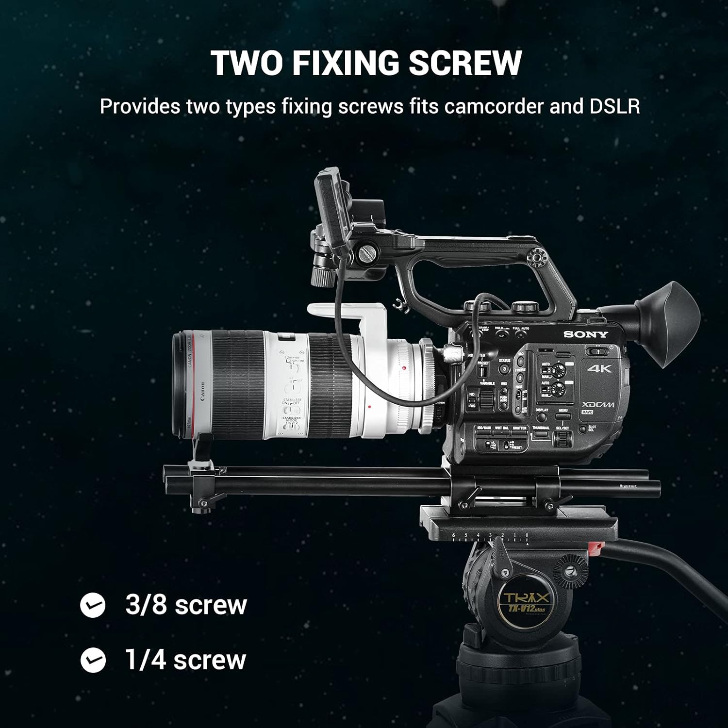 Camera Tripod Mounting Baseplate with 15mm Rod Clamp Rail Block Z7872