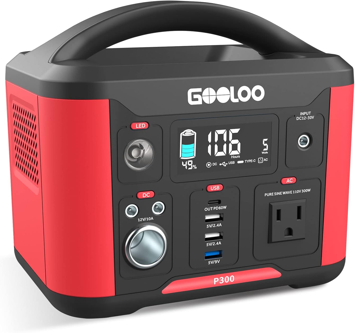 Portable Power Station 626Wh 600W AC Outlets Lithium Battery Y911