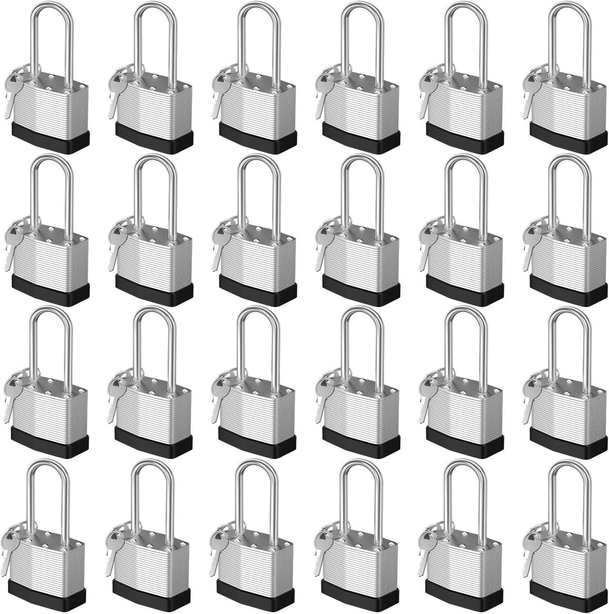 24 Padlocks Keyed Alike, 48 Keys, Pick Resistant Brass Pin Cylinder Padlock F702728