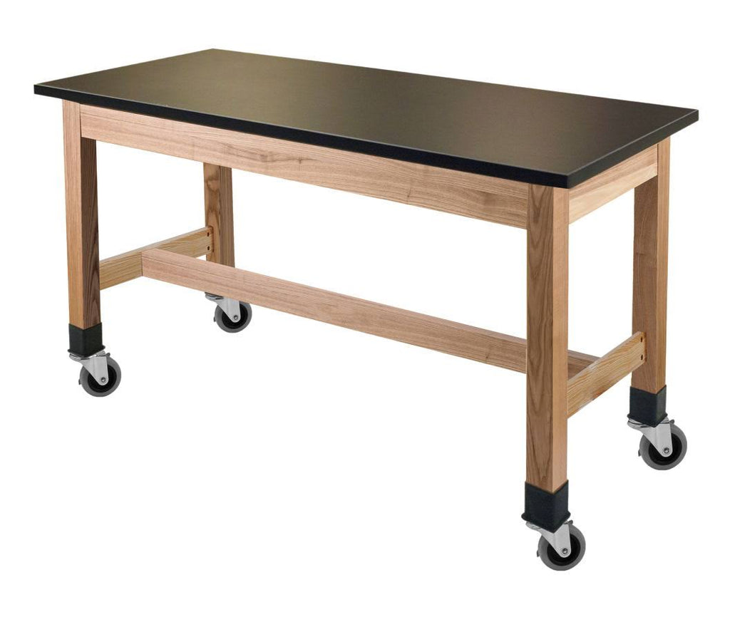 72x22 Wood Science Lab Table with Chem-Res Top and Casters D4168