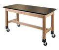 72x22 Wood Science Lab Table with Chem-Res Top and Casters D4168