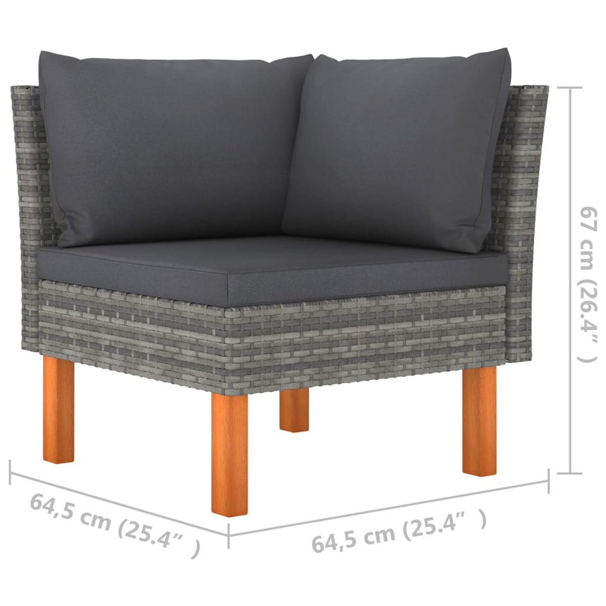 Corner Sofa Poly Rattan and Solid Eucalyptus Wood I170048
