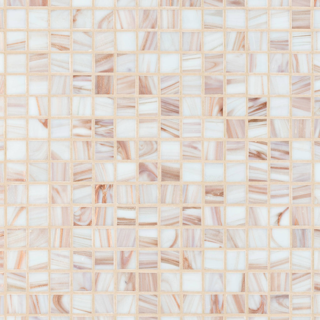Fused Glass Mosaic Wall Tile, 12 inch x 12 inch, Brown/Tan/White/Copper H6854