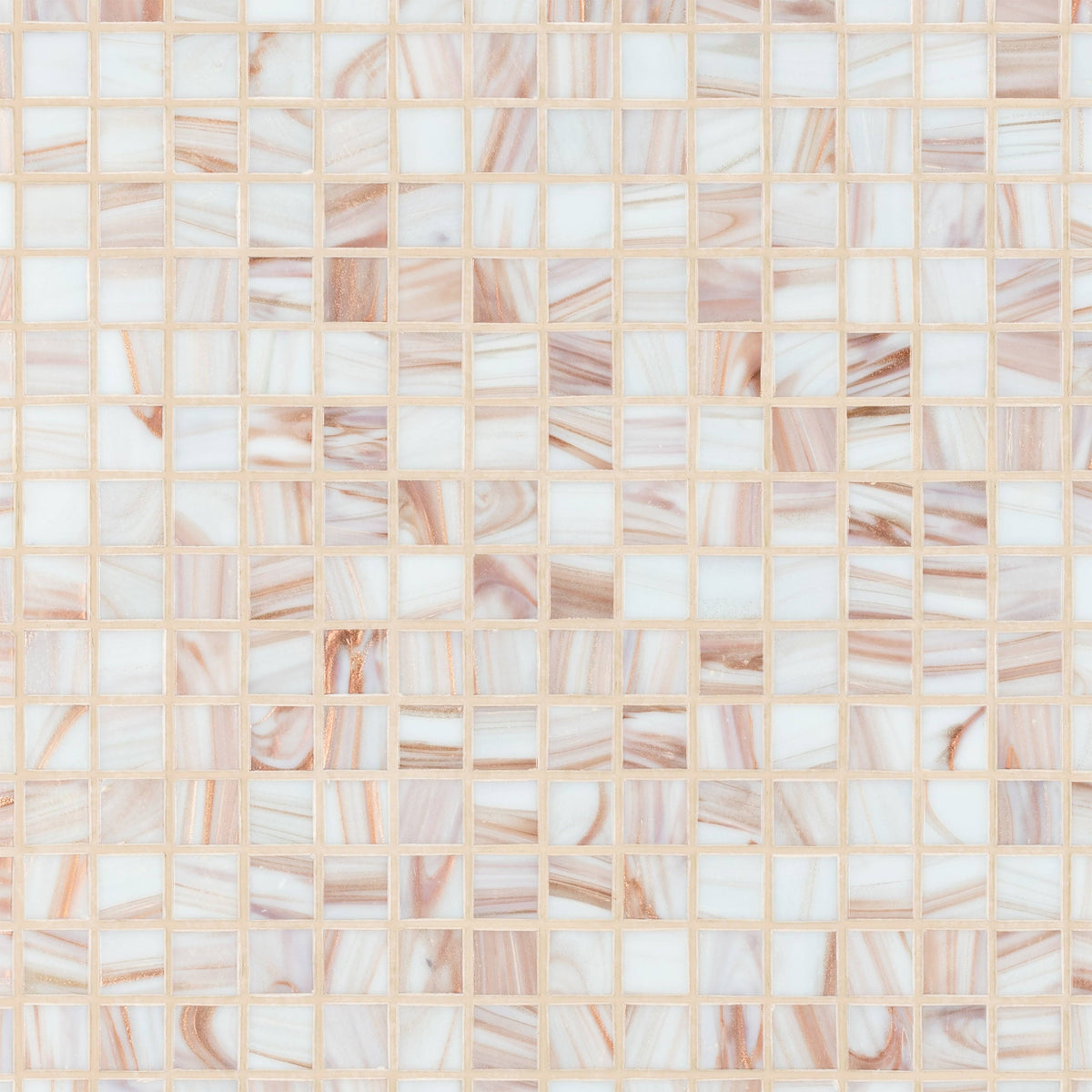 Fused Glass Mosaic Wall Tile, 12 inch x 12 inch, Brown/Tan/White/Copper H6854
