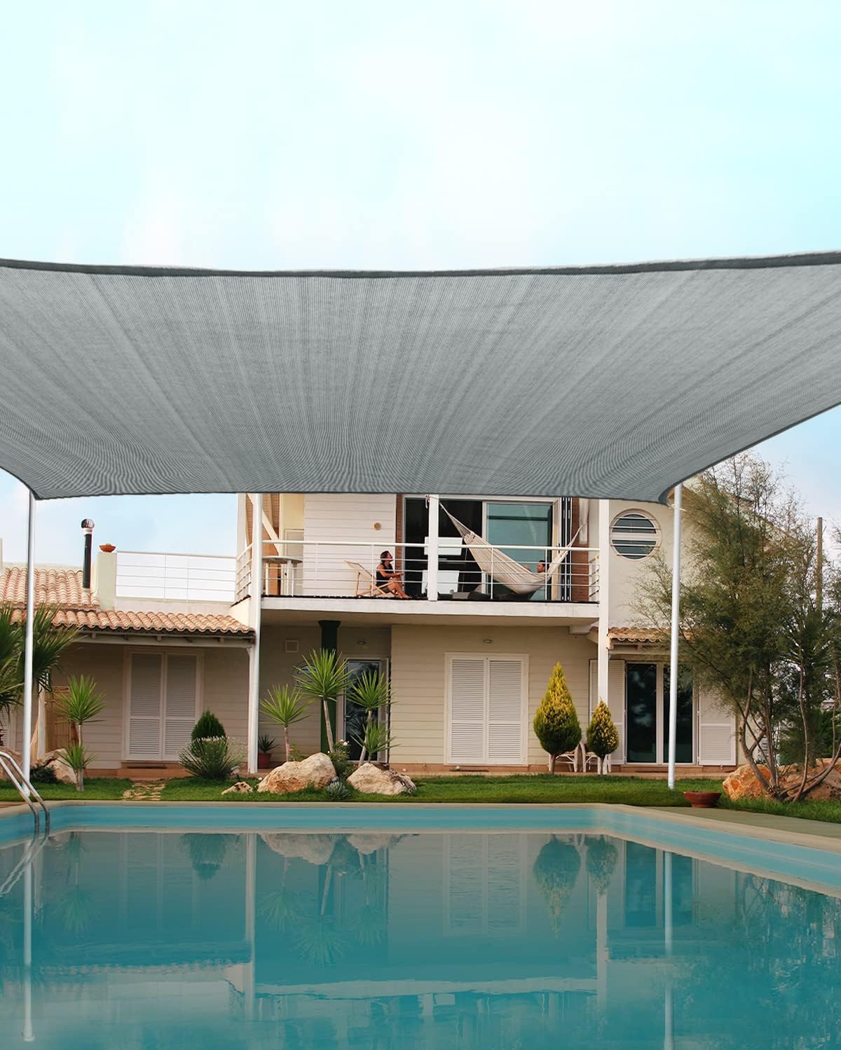 20X16FT 185G HDPE Rectangle Sun Shade Sail Canopy (Brown) Q858267