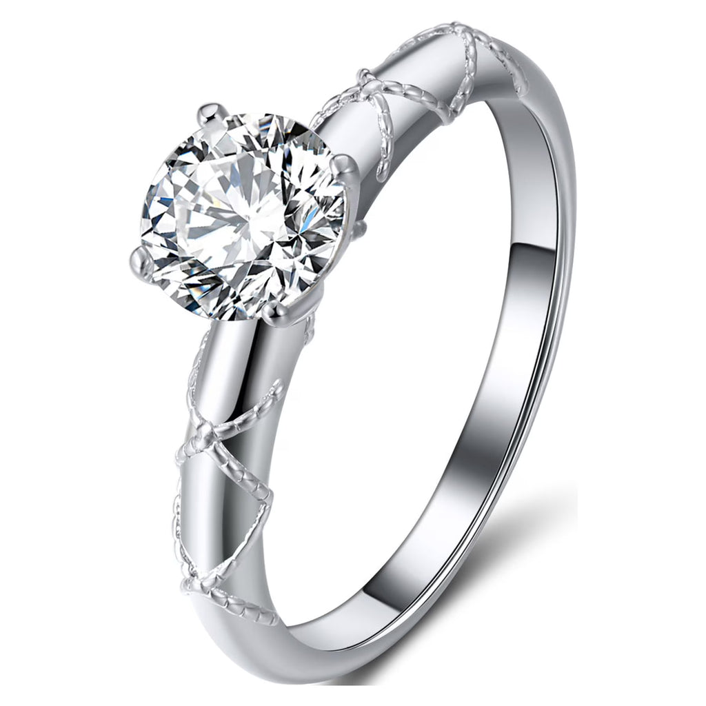 1 Ct Moissanite Sterling Silver Engagement Ring N6750