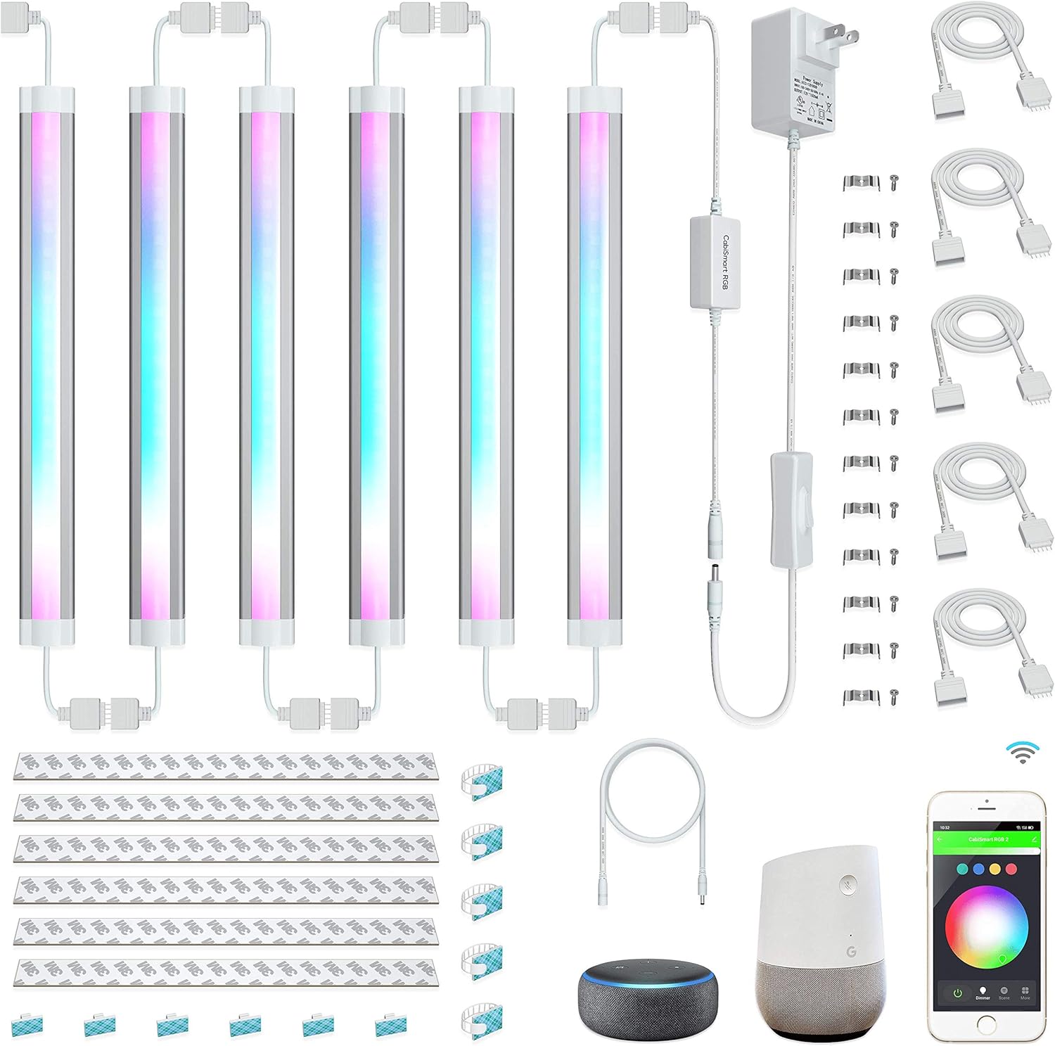 RGB Multi Color LED Smart Under Cabinet Strip Light Kit D88664