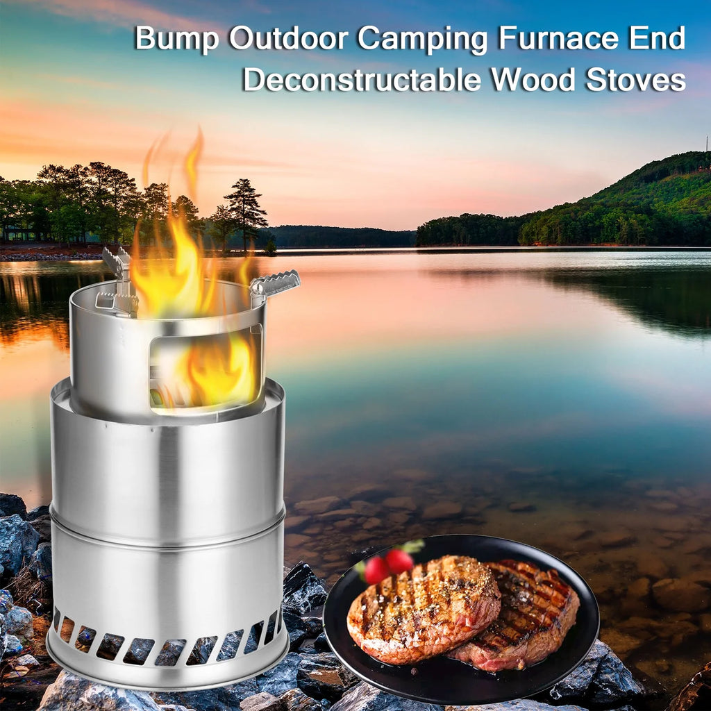 Stainless Steel Wood Barbecue Stoves Portable Picnic Barbecue Stoves J164280