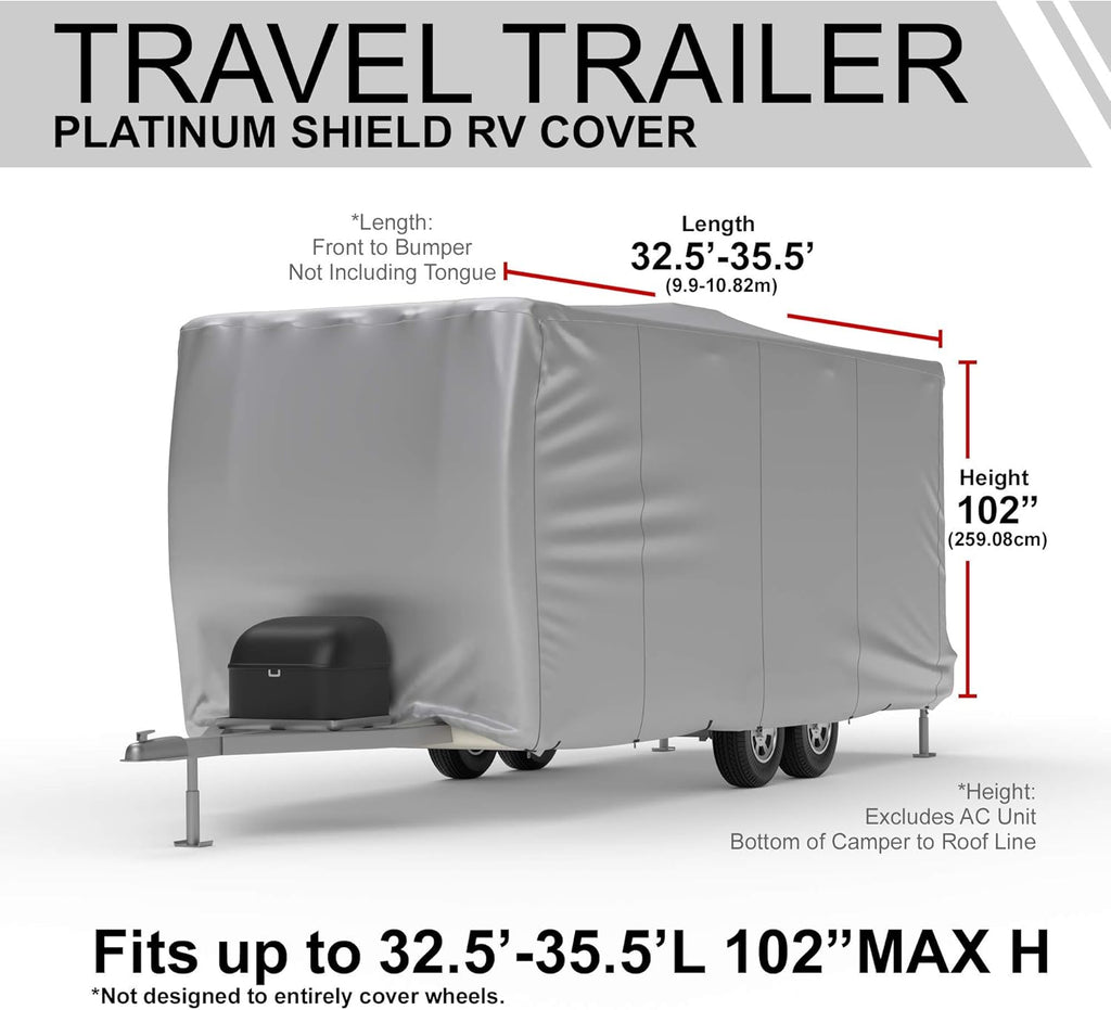 RV Cover for Toy Hauler RV 32.5' - 35.5' Long with Fleece Lining E5251