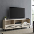 Slatted Wood TV Stand, 70 Inch, Slate Grey S542410