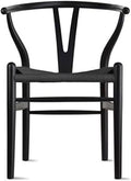 Natural Wishbone Wood Armchair with Black Seat I3303
