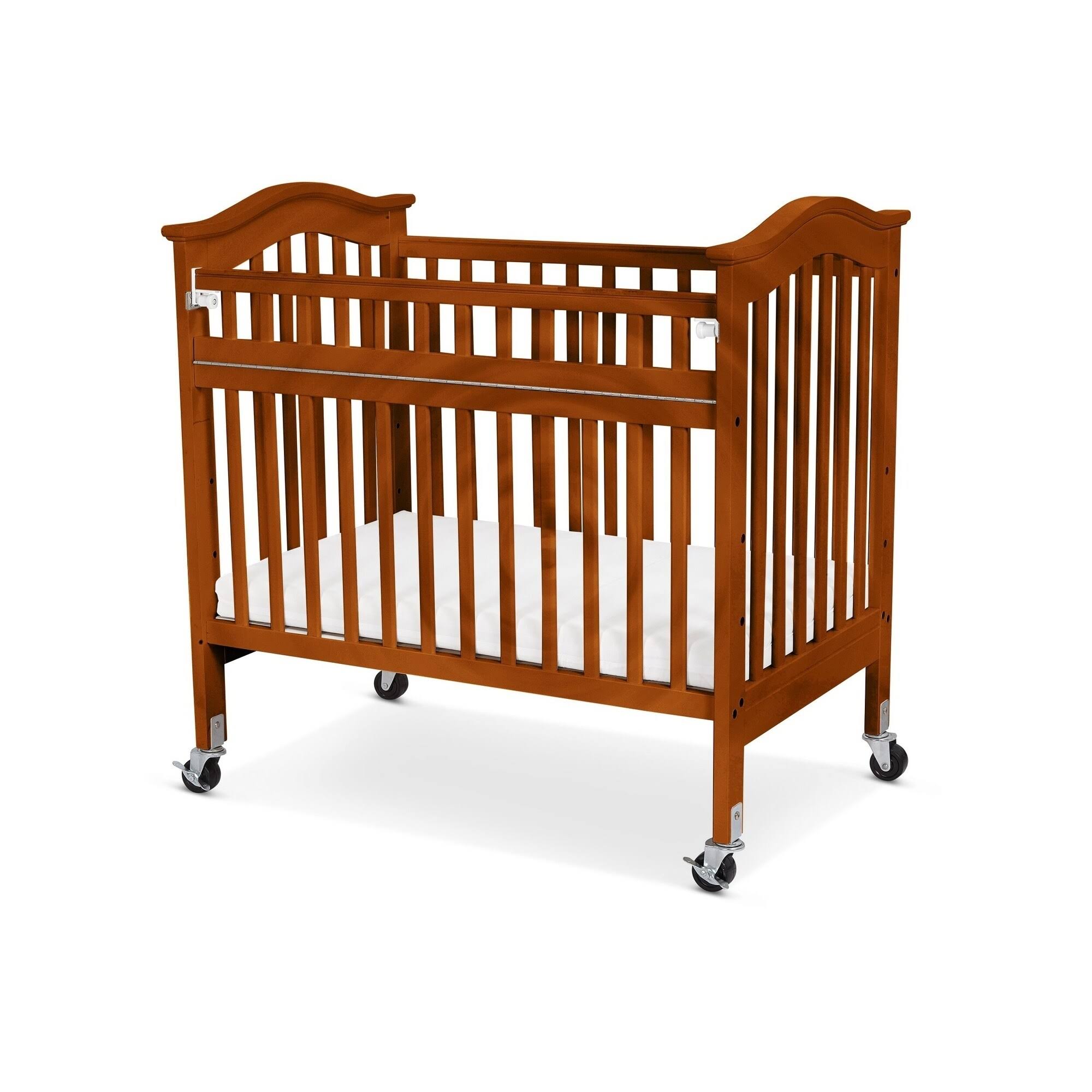 Slatted Wood and Metal Crib with Casters and Safety Gate Brown B827300