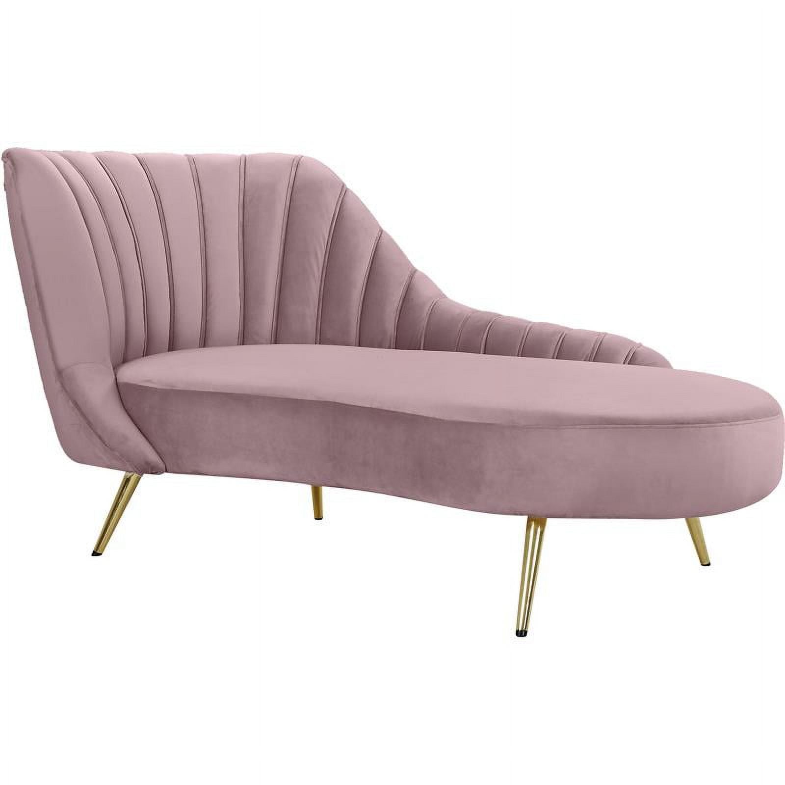 2-Piece Set with Velvet Accent Chair & Chaise in Pink and Gold F6396