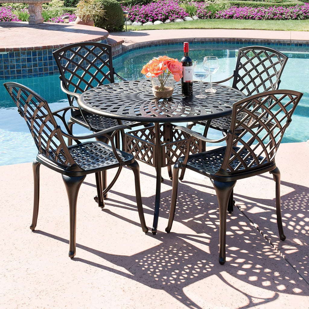 5-Piece Outdoor Cast Aluminum Dining Set with 4 Chairs A251