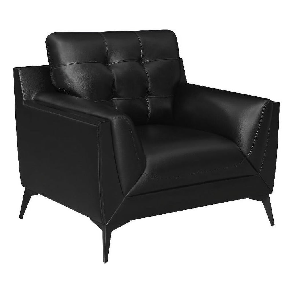 Modern Faux Leather Upholstered Turfed Chair in Black S159