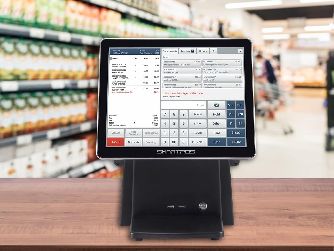 Cash Register Terminal with 15-inch Flat Touch Screen and 15-inch Customer-Facing Screen F20964