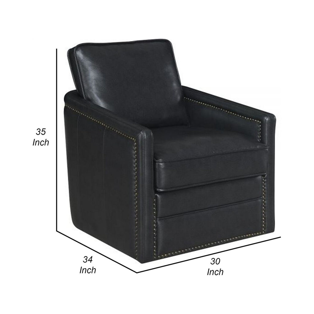 Black Faux Leather Swivel Accent Chair I61773
