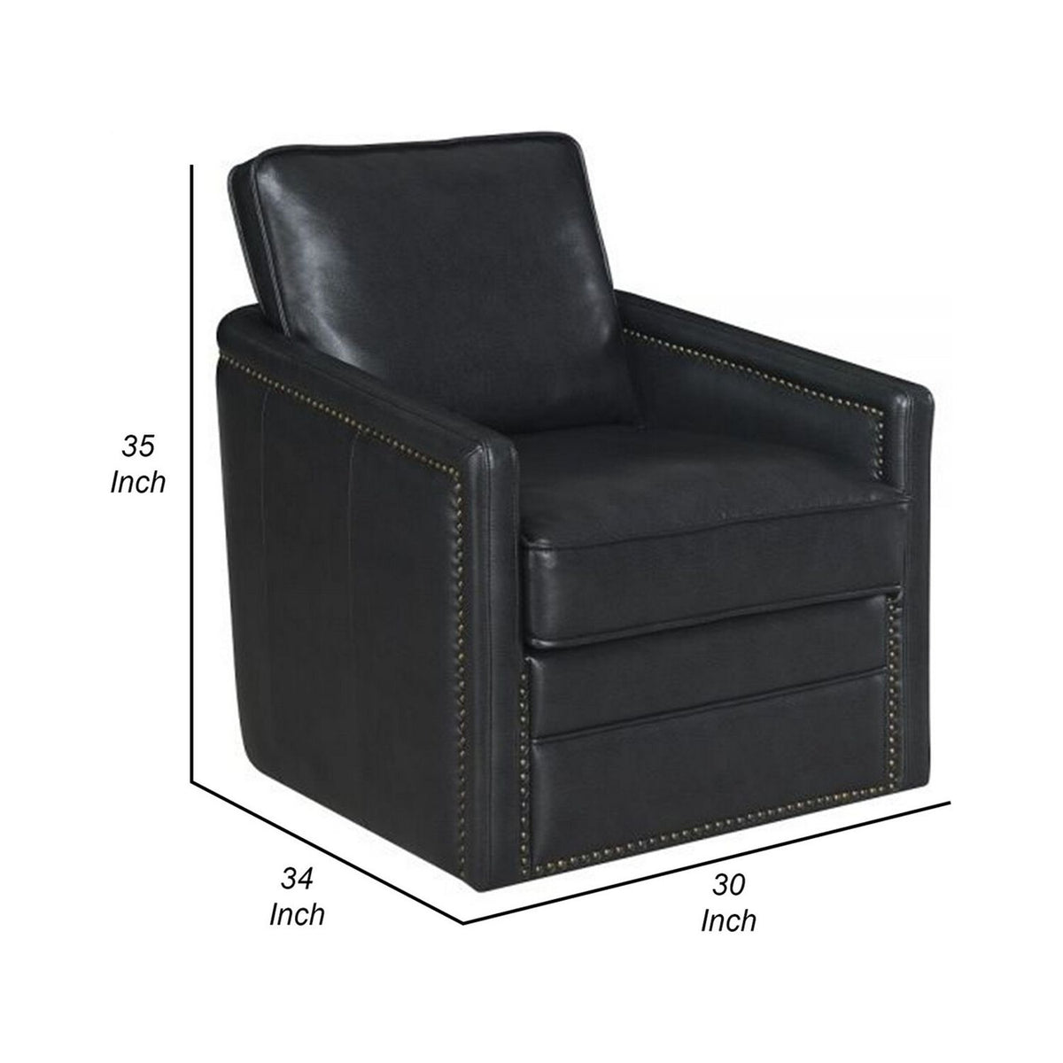 Black Faux Leather Swivel Accent Chair I61773