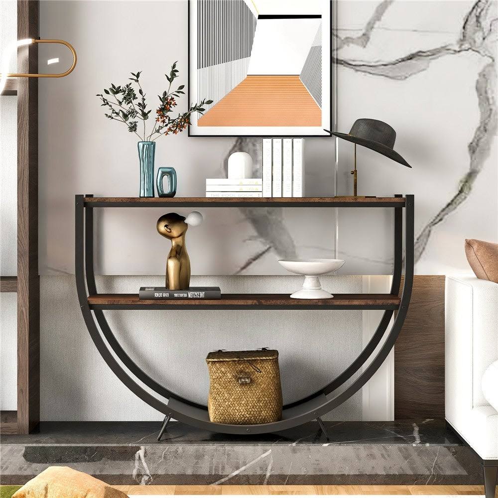 Black Distressed Wood Console Table L485