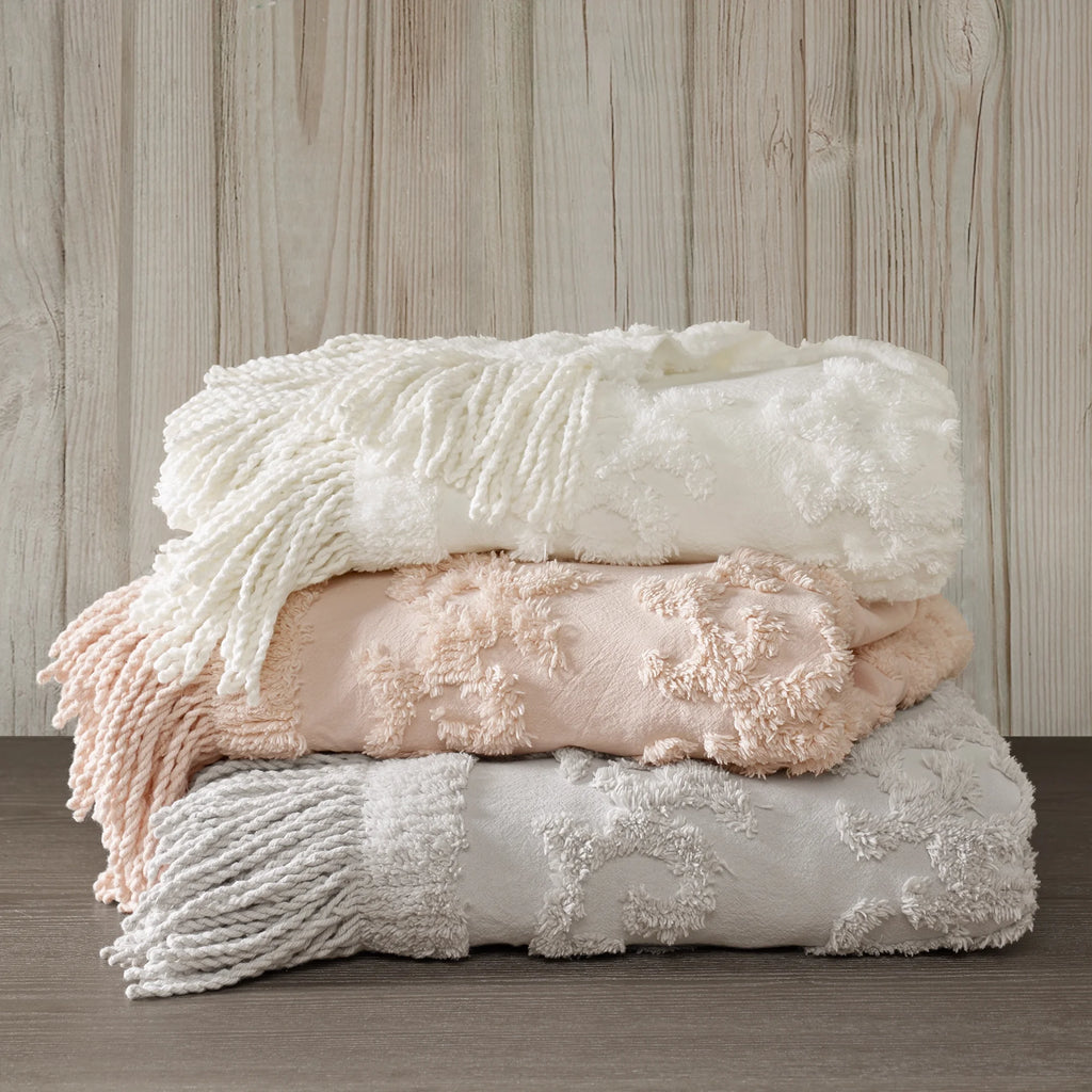 Off-White Chenille Tufted Throw, 50" x 60" G1846
