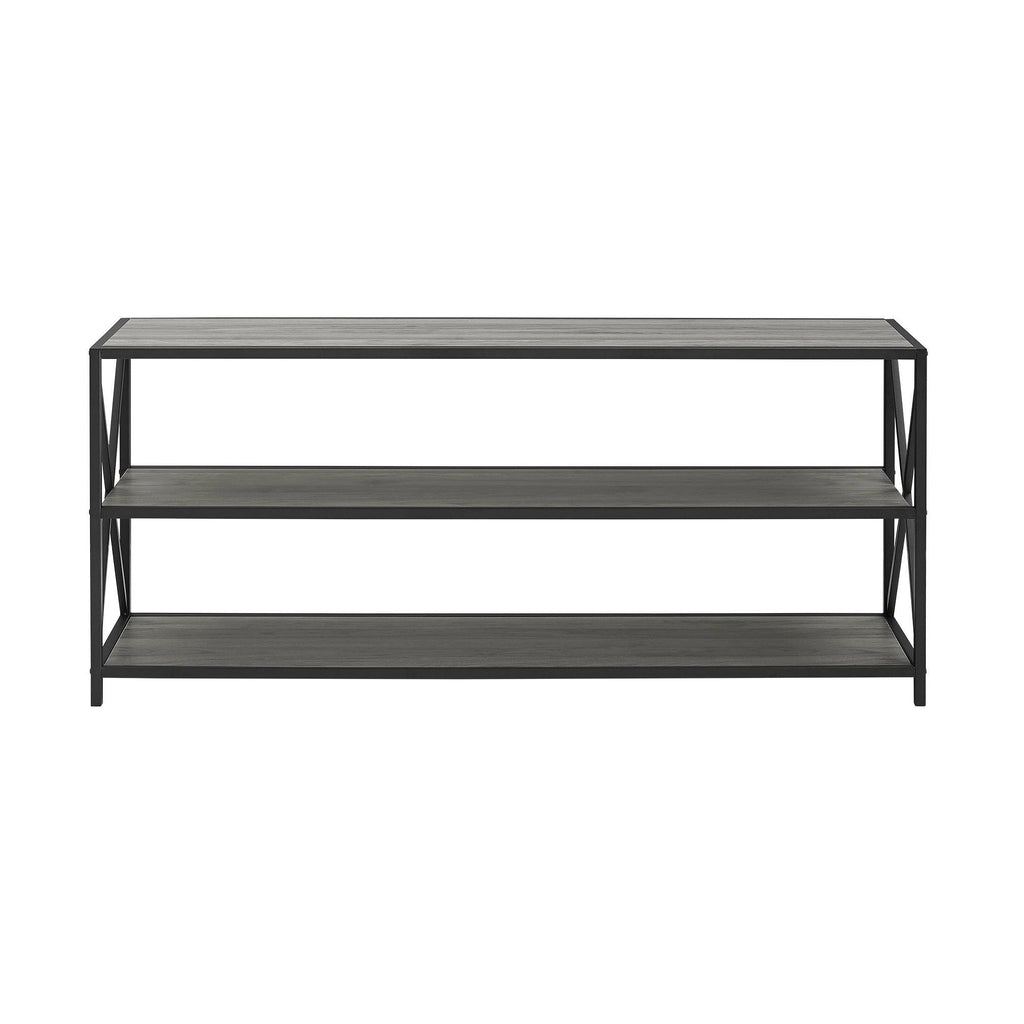 Dark Walnut / Black Metal X-Frame Bookshelf E971389