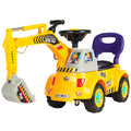Yellow Kids Excavator Ride on Truck with Garden Set Music Lights Storage G25210