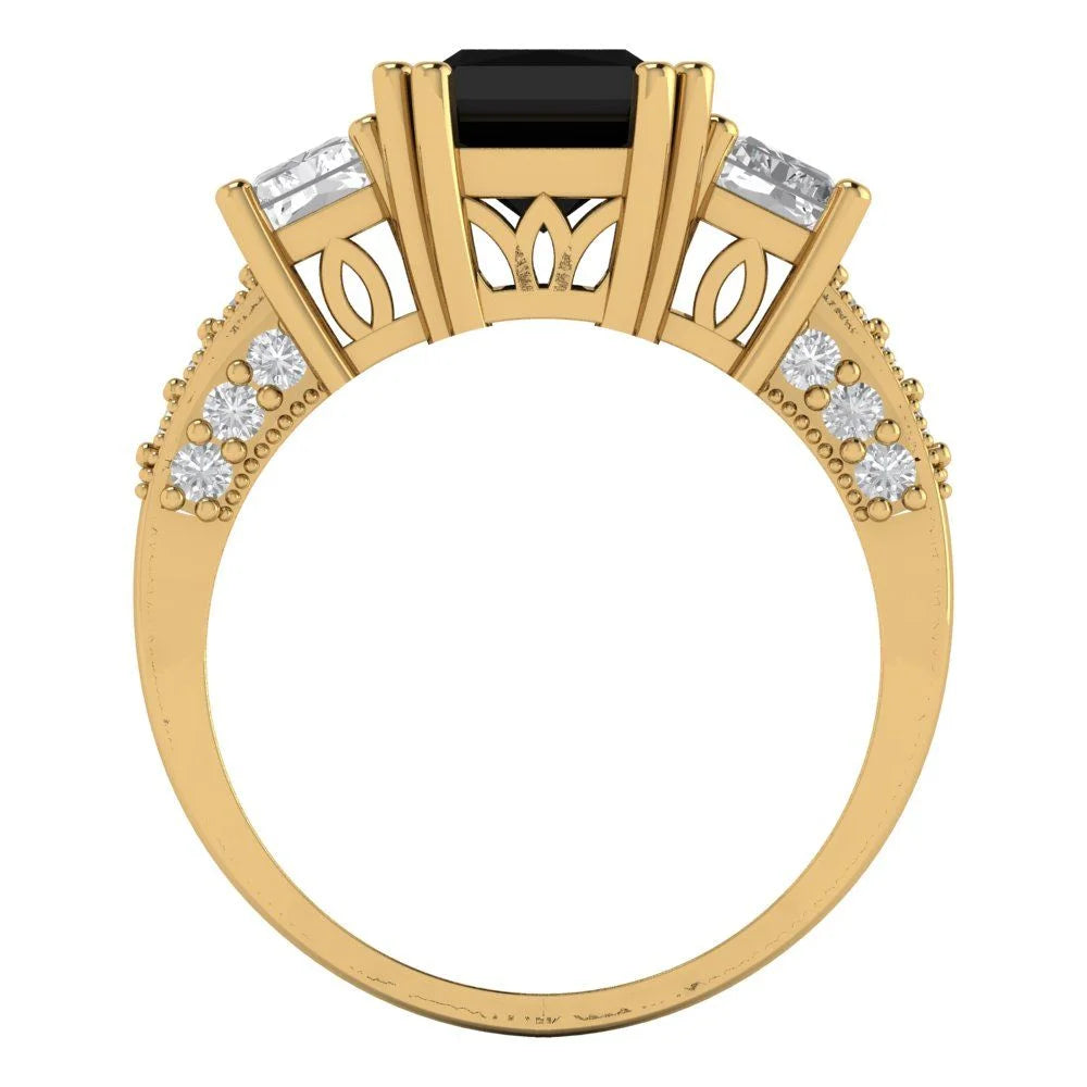 18k Yellow Gold Simulated Diamond Three-Stone Ring SZ 7 I472495