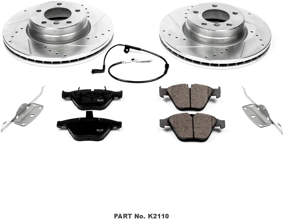 Front Z23 Carbon Fiber Brake Pads with Drilled & Slotted Brake Rotors Kit A141