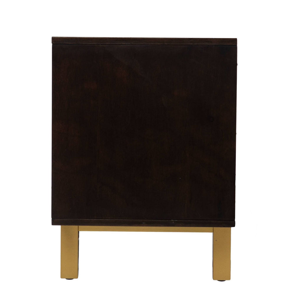 Sliding Door Media Stand Brown Gold Natural Y77841