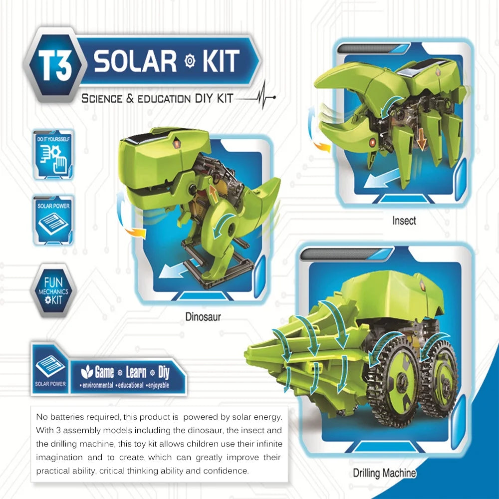 3 in 1 Solar Robot DIY STEM Science Experiment Assembly Model S762