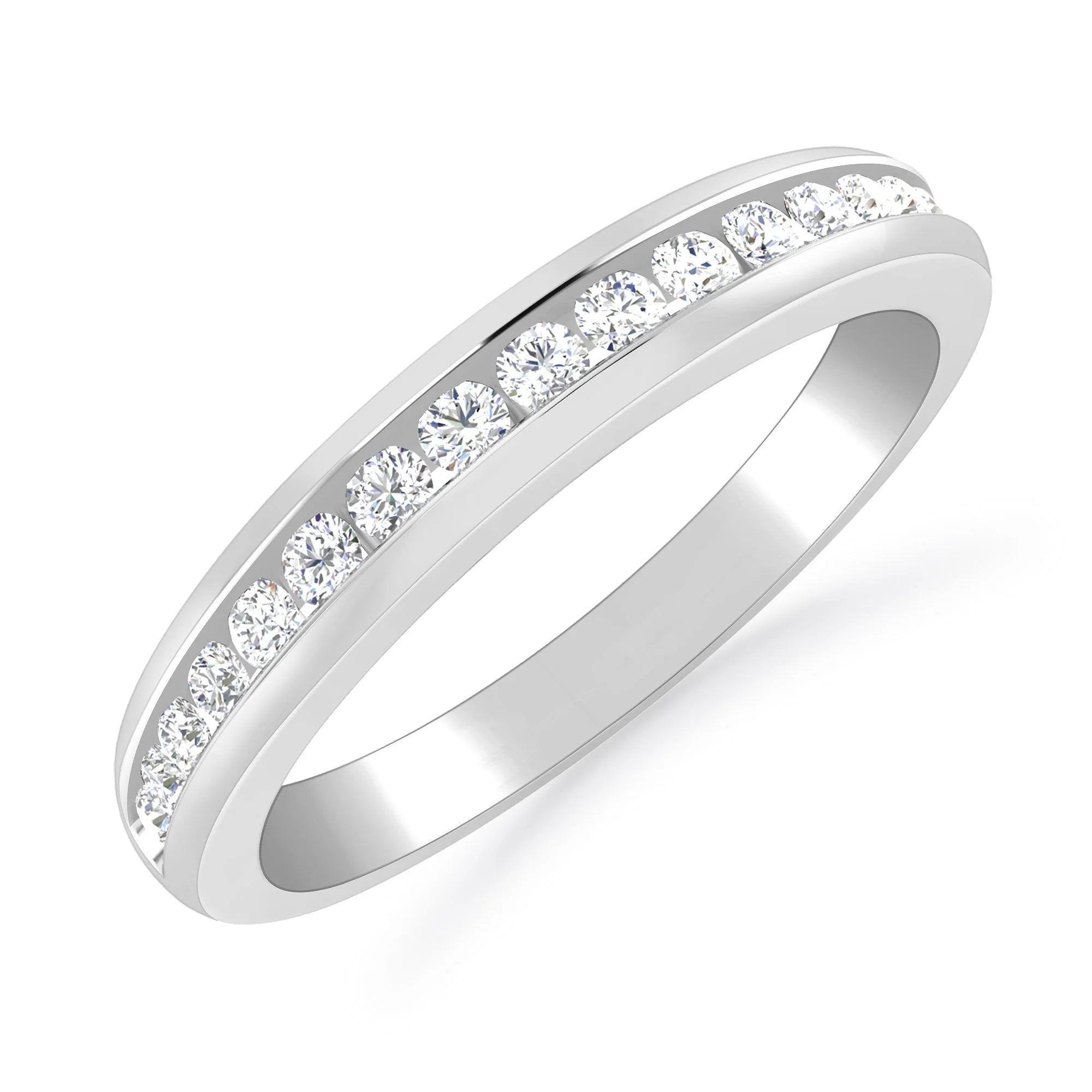 14K White Gold Round Diamond Stackable Band O304507