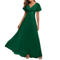 Green Crew Neck Ruffle Short Sleeve Maxi Dress L10702